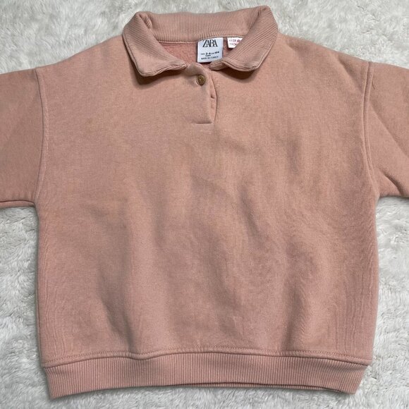 ZARA Kid's Cream Button Down Long Sleeve Sweatshirt Size 3-4 Years - Picture 2 of 6
